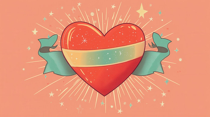 心形复古风格插画 心形复古风格插画