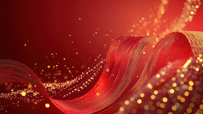 喜庆祥瑞的红色金丝绸带 喜庆祥瑞的红色金丝绸带