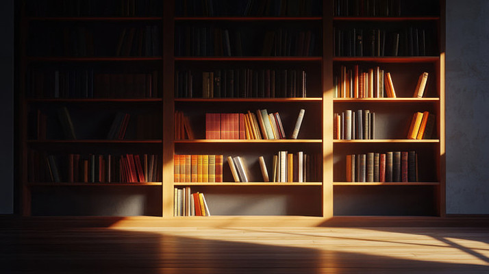 阳光洒落在书架上 阳光洒落在书架上