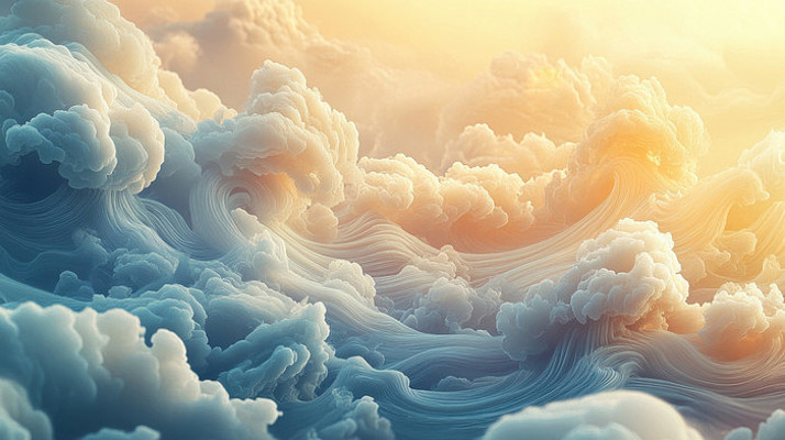 阳光下的中式云纹云层景观 阳光下的中式云纹云层景观