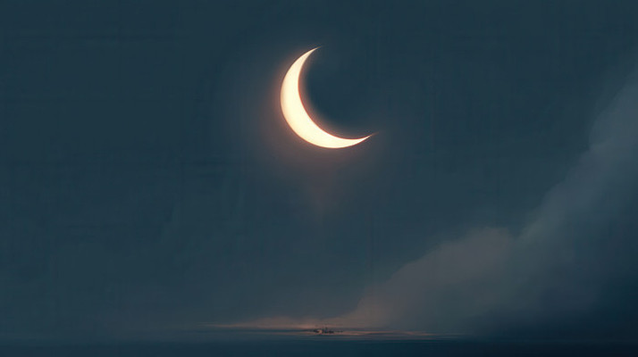 夜空中的新月景观 夜空中的新月景观