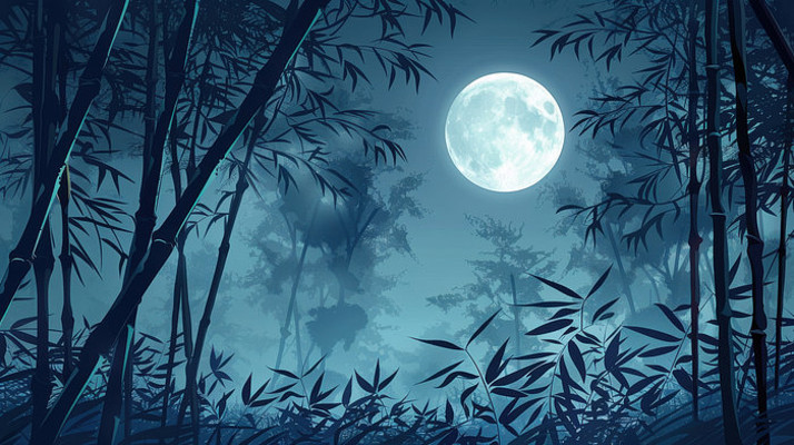 月光下的竹林风景 月光下的竹林风景