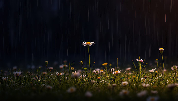 雨中生长的雏菊 雨中生长的雏菊