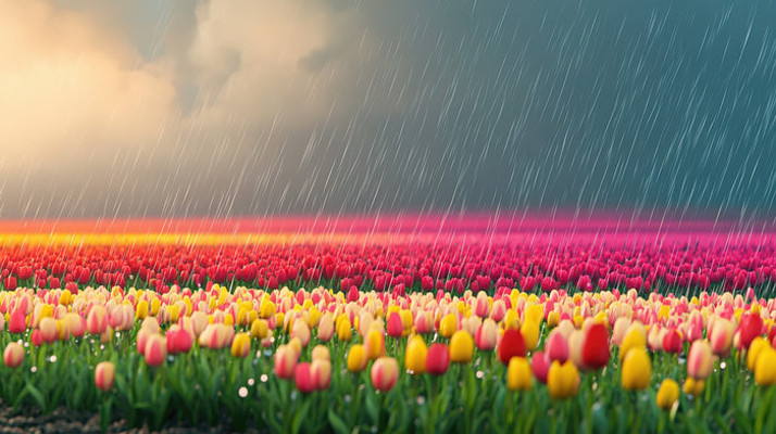 雨中郁金香花田 雨中郁金香花田