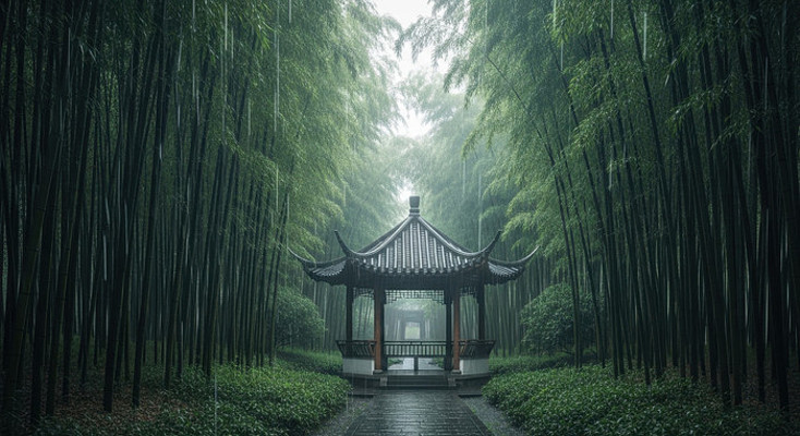 雨中竹林禅意 雨中竹林禅意