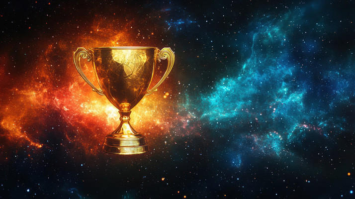 宇宙星空中的金色奖杯 宇宙星空中的金色奖杯