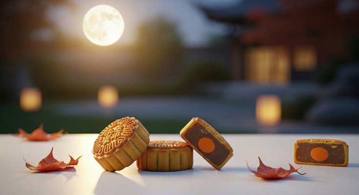 中秋月夜下的传统月饼 中秋月夜下的传统月饼