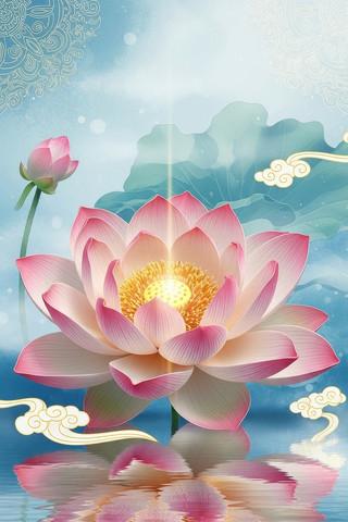 中式风格荷花插画