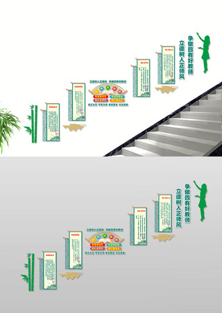 四有好教师楼梯文化墙