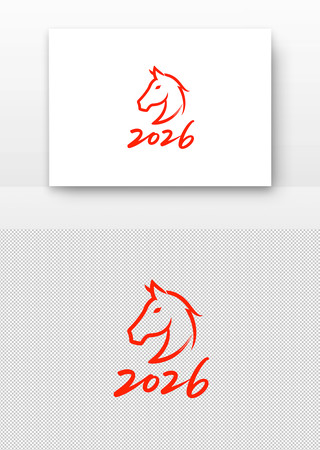 2026马年主题红色简约风格标志 2026马年主题红色简约风格标志