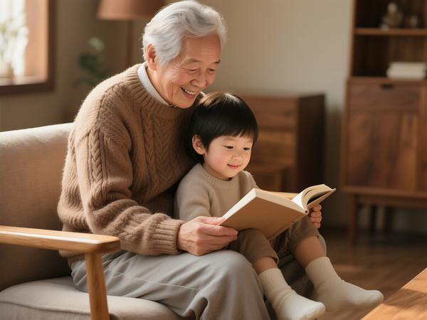 祖孙共读一本书