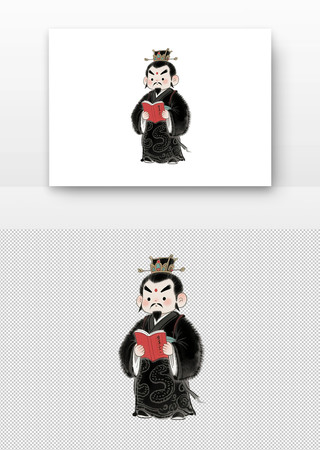 可爱水墨卡通插画阎罗王 可爱水墨卡通插画阎罗王