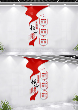 社会主义核心价值观竖版党建文化墙