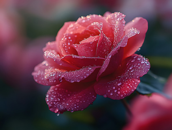 特写有水珠的红色玫瑰花 特写有水珠的红色玫瑰花