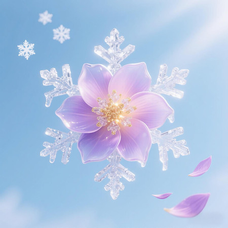 雪花与花朵融合的创意元素 雪花与花朵融合的创意元素