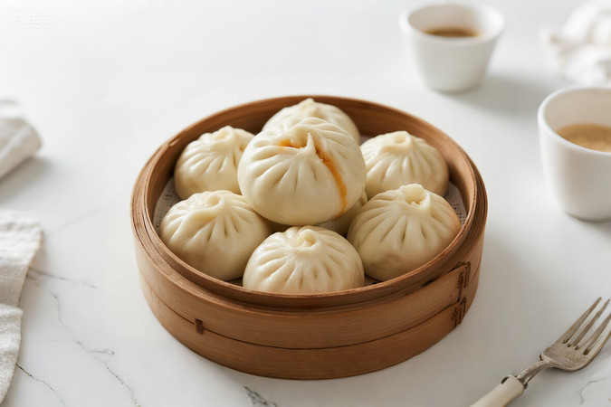 竹蒸笼里的小笼包 竹蒸笼里的小笼包