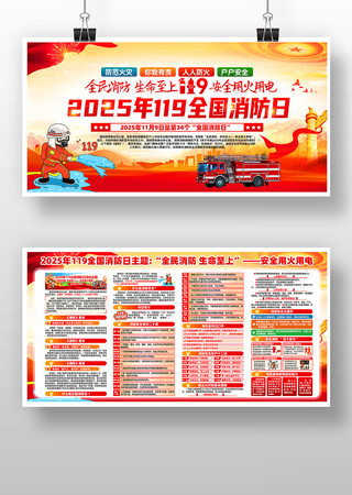 2025年119全国消防日消防宣传月展板 2025年119全国消防日消防宣传月展板