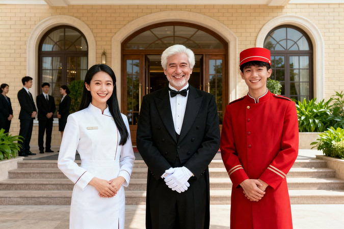 酒店工作人员合影展现专业形象 酒店工作人员合影展现专业形象