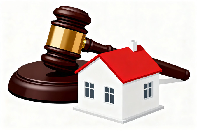 法槌压小房象征房产法律事务 法槌压小房象征房产法律事务