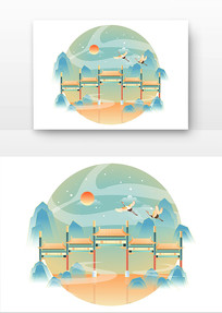 ԭ���ŷ�ɽˮ�Ʒ��׺׹����羰�廭