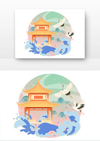 ԭ���ŷ�ͤ�����ɺ�ɽˮ�����羰�廭