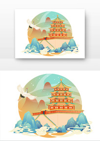 ԭ���ŷ��ɺ�¥��ɽˮ�����羰�廭