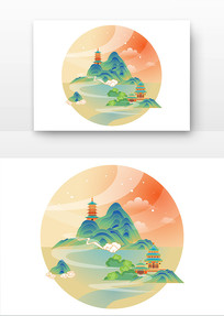 ԭ������ɽˮ¥��д������羰�廭