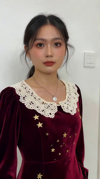 ���ƺ�ɫ����ȹ��Ů��