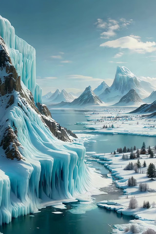 冬季冰雪覆盖的山水风光 冬季冰雪覆盖的山水风光