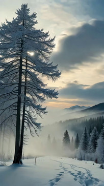 ����ѩ���е�ɭ����ľ