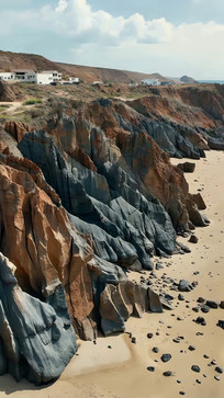 �����߲�ɫ��ʯ��ɳ̲�羰