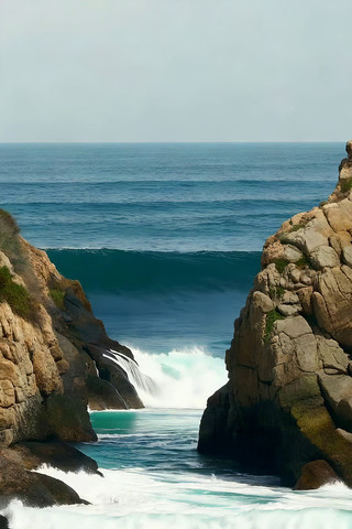 海浪拍打礁石海岸景象 海浪拍打礁石海岸景象