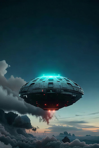 空中悬浮的科幻飞碟