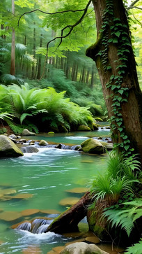 ɭ��Ϫ����Ȼ�羰�ز�