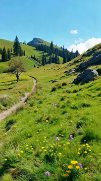 ɽ��ݵ�����С·�羰