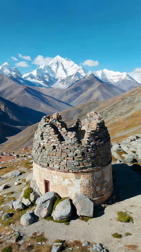 ѩɽ�µĹ���ʯ������