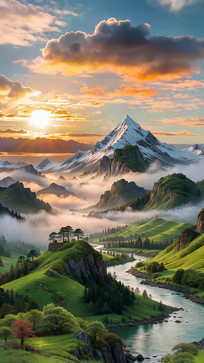 ѩɽ�µĺӹ���Ȼ���