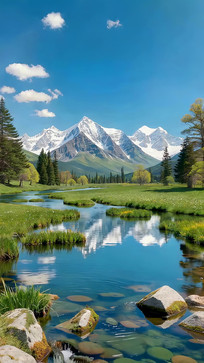 ѩɽ�µ�Ϫ����ݵط羰