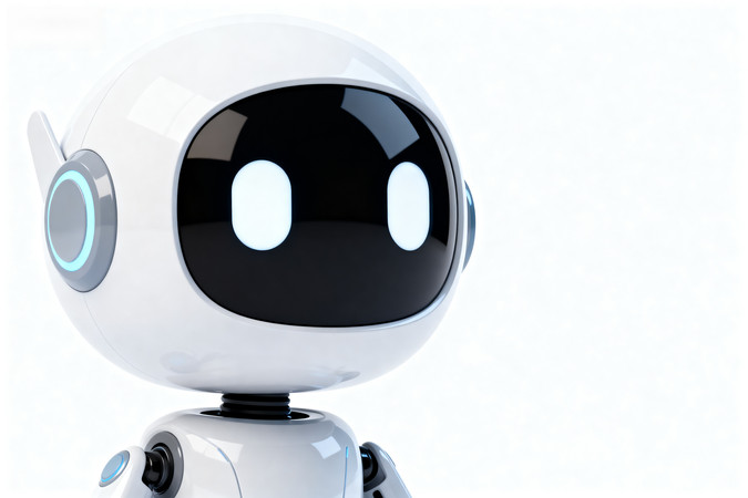 白色智能机器人头部特写 白色智能机器人头部特写