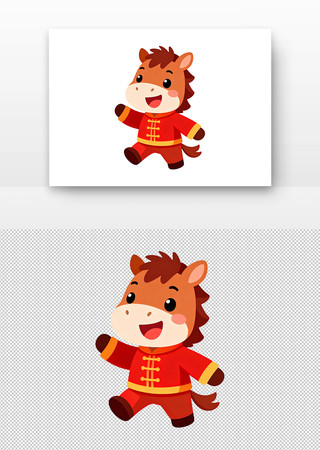 马年卡通小马开心奔跑 马年卡通小马开心奔跑