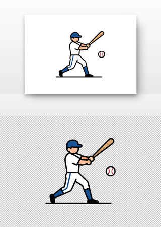 棒球运动员挥棒击球的卡通形象 棒球运动员挥棒击球的卡通形象