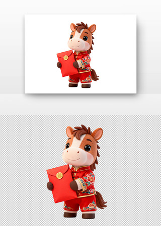 卡通马形象手持红包 卡通马形象手持红包