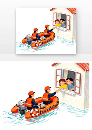 512防灾减灾日卡通互助救援 512防灾减灾日卡通互助救援