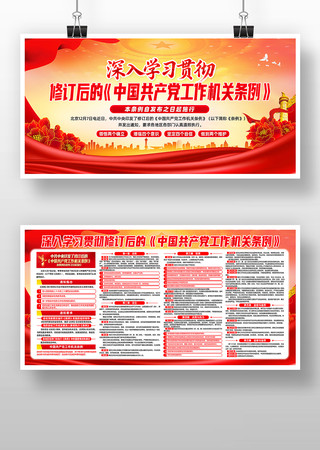修订后中国共产党工作机关条例宣传展板设计 修订后中国共产党工作机关条例宣传展板设计