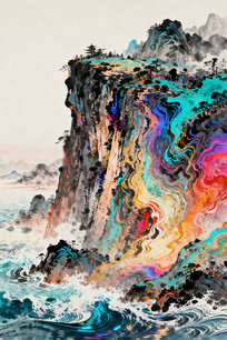 ��ʽˮī��ɫɽˮ��Ȼ���۷羰���²廭�ز�