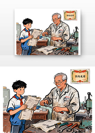 党建插画之节约光荣 党建插画之节约光荣