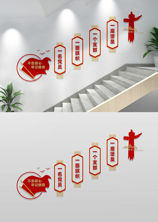 党建楼梯文化墙宣传标语 党建楼梯文化墙宣传标语