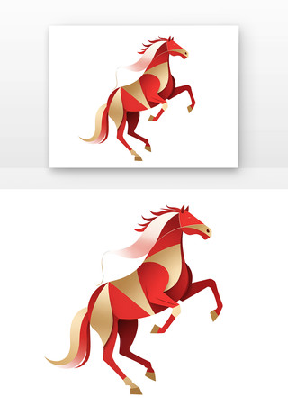 剪纸风骏马插画免扣元素 剪纸风骏马插画免扣元素
