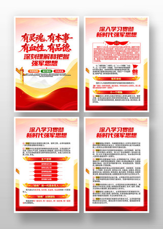 新时代四有革命军人学习强军思想部队海报 新时代四有革命军人学习强军思想部队海报