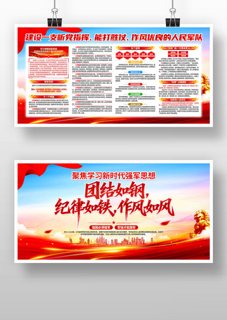 新时代四有革命军人学习强军思想部队展板 新时代四有革命军人学习强军思想部队展板